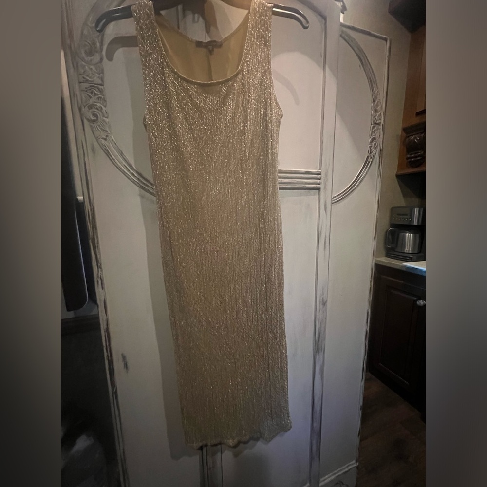 Gold  no sleeve below knee dress